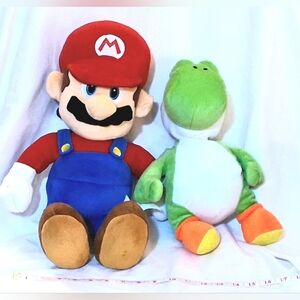 Super Mario Bros Jumbo Mario And Yoshi 15" Plushies